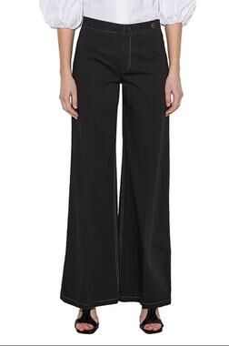 CALLAS MILANO Jane Cotton Stretch Flare Trousers - Black Size 48 USA 12 wide-leg